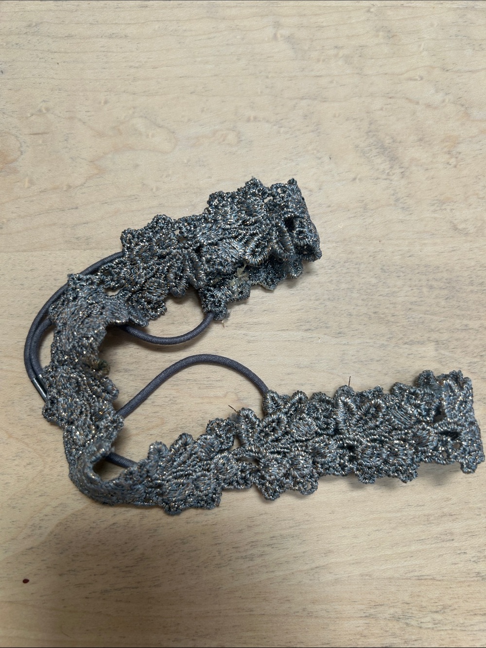 Lace Floral Elastic Headband — Silver